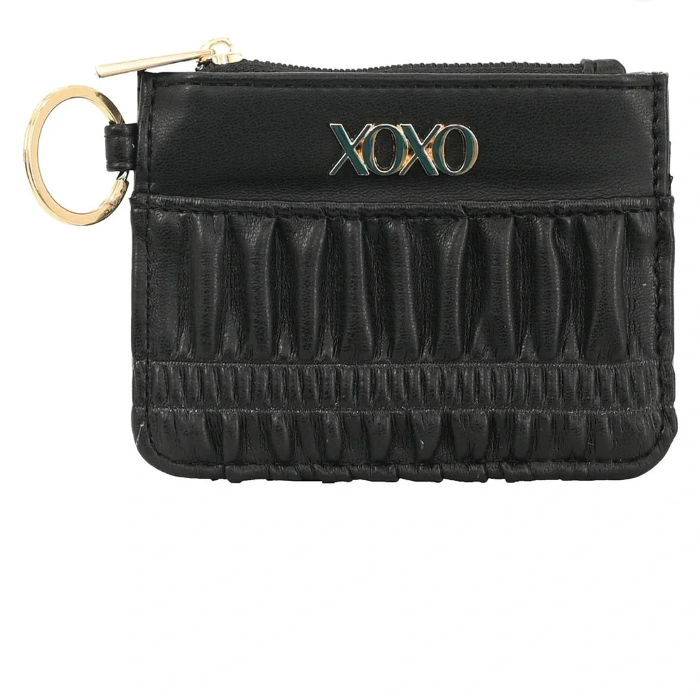 XOXO Black Wallet Wristlet & Coin Purse Vegan Leather Gift Set New in Box